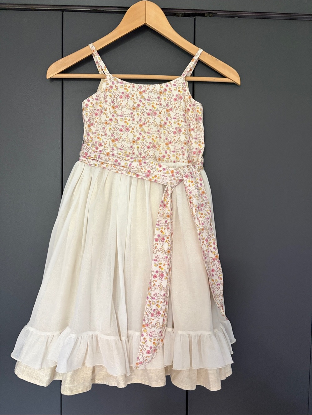 Vignette Girls Ivory Dress with Sash, size 6